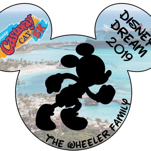 Castaway Cay 5K Mickey Running Silhouette Personalized Disney Cruise Door Magnet