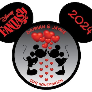 XL Mickey Minnie Red Hearts Disney Cruise Personalized Door Magnet Honeymoon Just Married Anniversary