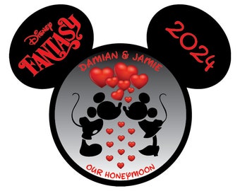 XL Mickey Minnie Red Hearts Disney Cruise Personalized Door Magnet Honeymoon Just Married Anniversary