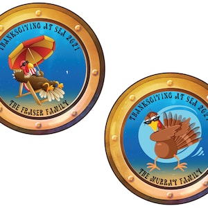 Thanksgiving Turkey Personalized Porthole Cruise Door Magnet