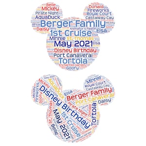 XL Word Cloud Personalized Disney Cruise Magnet 10"x8"