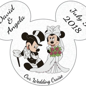 XL Wedding Bride Groom Honeymoon Just Married Mickey Minnie Personalized Disney Cruise Door Magnet