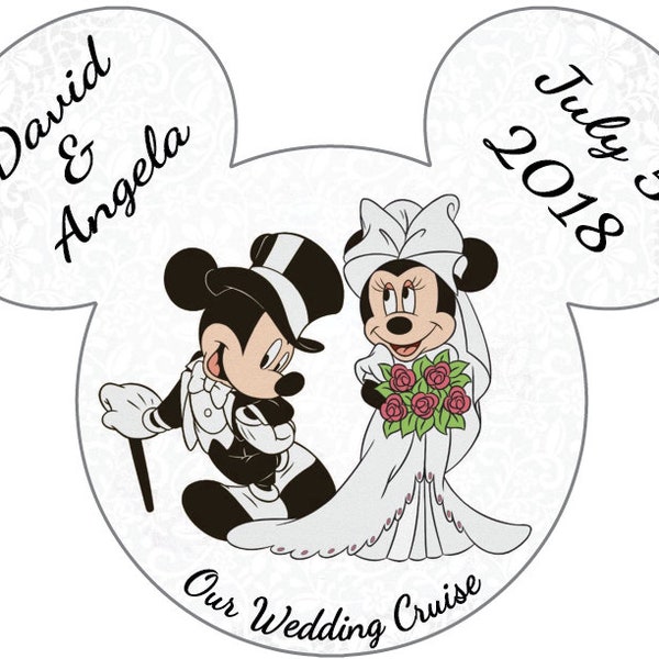 XL Wedding Bride Groom Honeymoon Just Married Mickey Minnie Personalized Disney Cruise Door Magnet