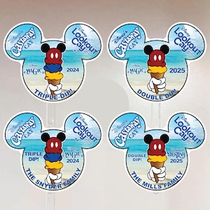 Triple Dip or Double Dip Castaway Cay and Lookout Cay Personalized Disney Cruise Door Magnet