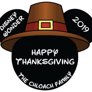 Thanksgiving Pilgrim Hat Mickey and Minnie Personalized Disney Cruise Door Magnet