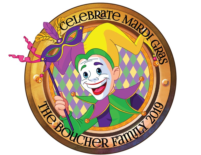 Mardi Gras Jester Fleur de Lis Personalized Cruise Door Magnet
