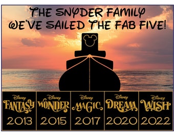 XL We've Sailed the Fab Five with Ship Personalized Disney Cruise Magnet