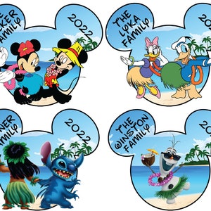 Hawaii Mickey and Minnie, Donald and Daisy, Lilo and Stitch Disney Cruise Door Magnet