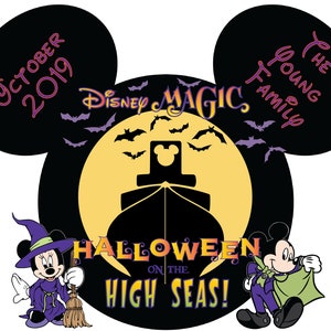 XL Mickey and Minnie Personalized Halloween Disney Cruise Door Magnet