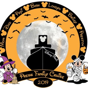 XL Halloween Moon Ship Mickey and Minnie Personalized Disney Cruise Door Magnet