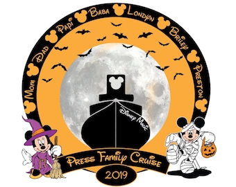 XL Halloween Moon Ship Mickey and Minnie Personalized Disney Cruise Door Magnet