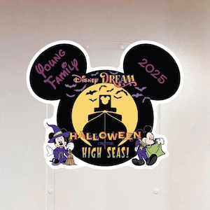 XL Mickey and Minnie Personalized Halloween Disney Cruise Door Magnet