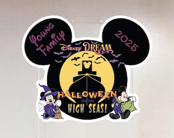 Mickey and Minnie Personalized Halloween Disney Cruise Door Magnet