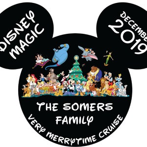 Disney Characters Christmas Tree Personalized Very Merrytime Disney Cruise Magnet