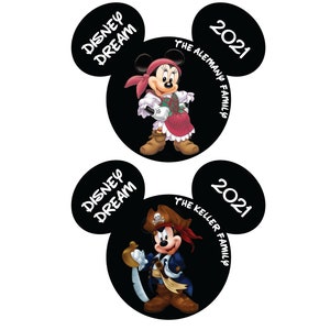 Pirate Mickey Pirate Minnie Personalized Disney Cruise Magnet