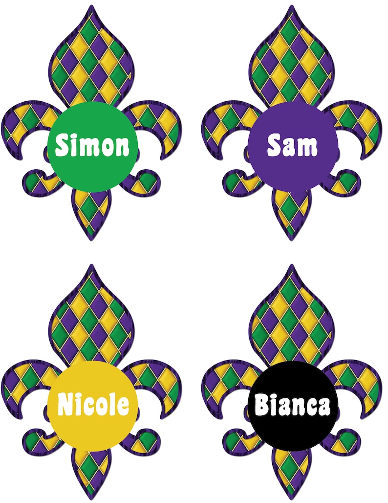 Mardi Gras Jester Fleur de Lis Personalized Cruise Door Magnet