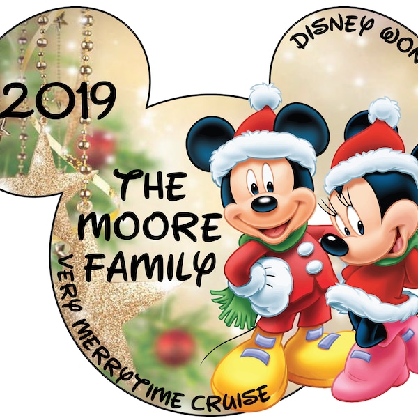 Christmas Very Merrytime Mickey Minnie Santa and Mrs. Santa Personalized Cruise Magnet