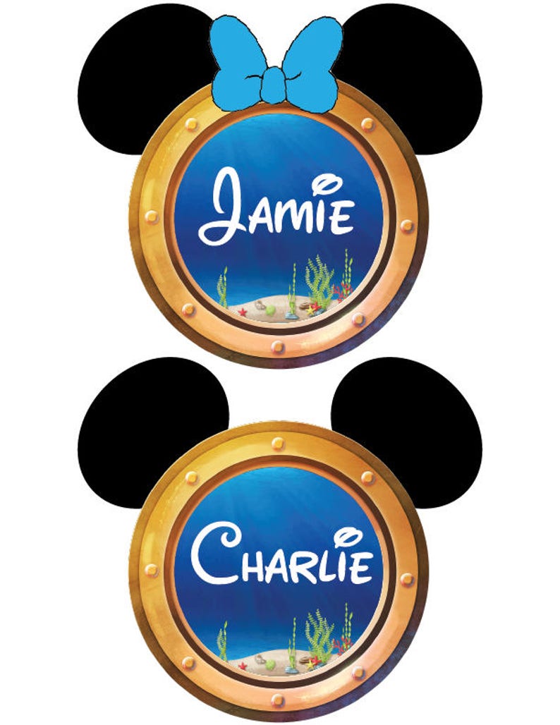 Under the Sea Porthole Personalized Mickey Minnie Disney - Etsy