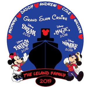 XL Grand Slam Cruise Mickey Mouse Minnie Mouse with Ship Personalized Disney Cruise Magnet