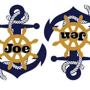 Anchor  and Ship Wheel Personalized Cruise Door Magnet