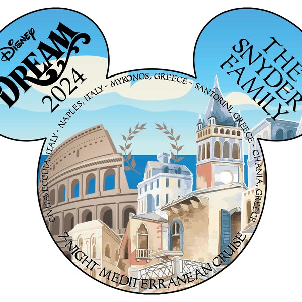 Mediterranean Disney Cruise Personalized Disney Cruise Door Magnet