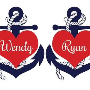 Heart and Anchor Personalized Cruise Door Magnet