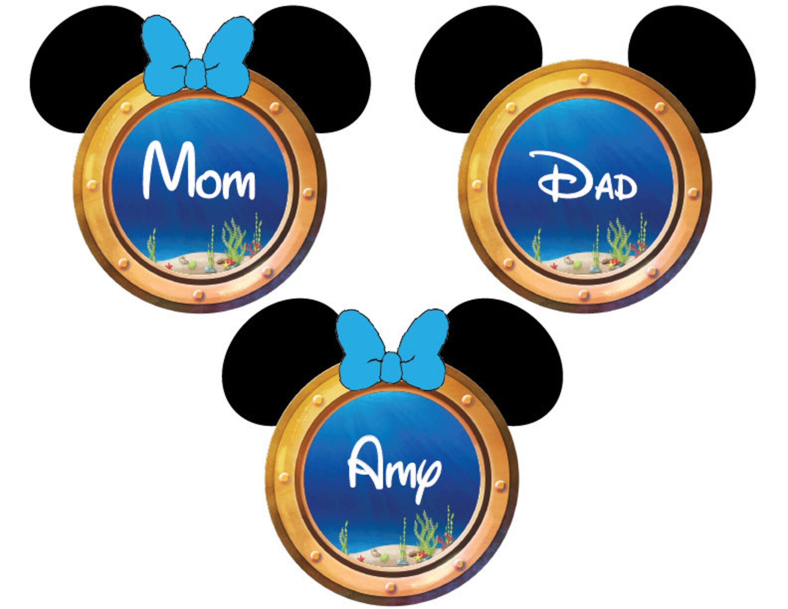 Under the Sea Porthole Personalized Mickey Minnie Disney - Etsy