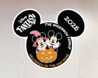 Mickey and Minnie with Jack-o-Lantern Personalized Disney Cruise Door Magnet