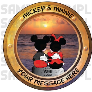Mickey & Minnie Honeymoon Just Married Anniversary Porthole Personalized Disney Cruise Magnet