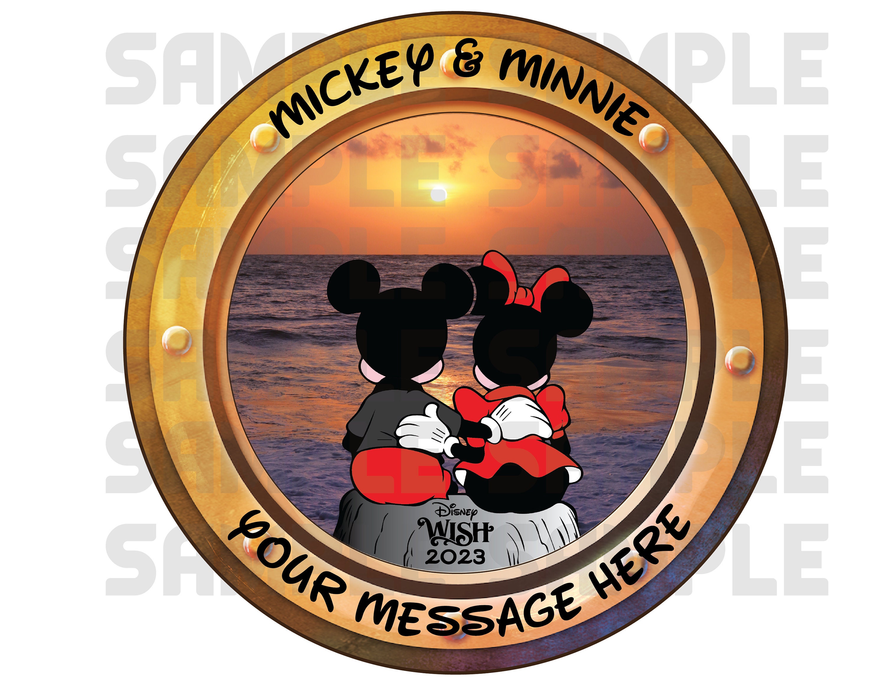 Disney - marry Mickey & Minnie Honeymoon Just Married Anniversary Porthole