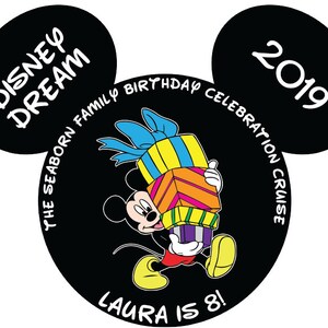 Mickey with Gifts Birthday Celebration Disney Cruise Personalized Door Magnet
