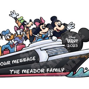 Disney Cruise Line Ship with Fab 6 Personalized Disney Cruise Magnet