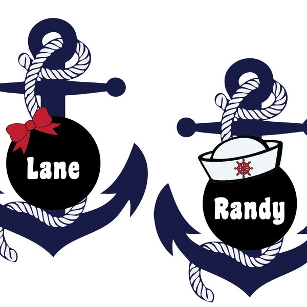 Sailor Hat or Bow with Anchor Personalized Cruise Door Magnet