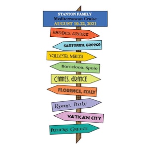 Directional Sign Ports of Call Personalized Cruise Magnet