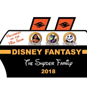 XL Halloween Cruise Ship with Portholes Personalized Disney Cruise Door Magnet