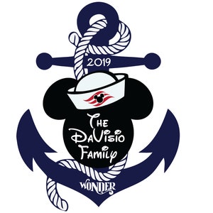 Ship Anchor Minnie Mickey Personalized Disney Cruise Door Magnet