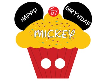 Mickey Cupcake Birthday Celebration Disney Cruise Personalized Door Magnet