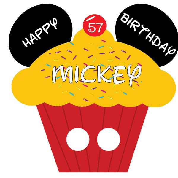 Mickey Cupcake Birthday Celebration Disney Cruise Personalized Door Magnet