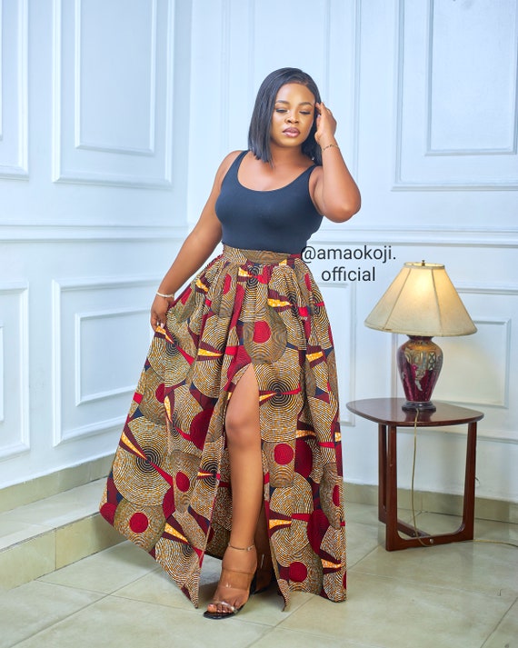 African Print Maxi Skirt: High Slit Ankara Style - Etsy