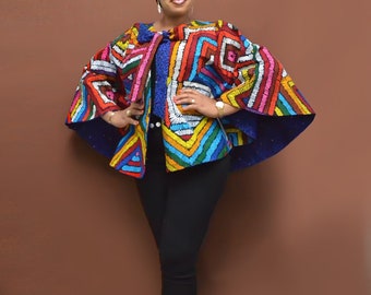 Reversible Cape Top/ African Print Poncho/ Summer Fashion/ Floral Prints/ Ankara Top