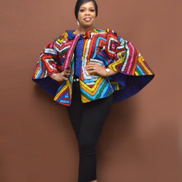 Reversible Cape Top/ African Print Poncho/ Summer Fashion/ Floral Prints/ Ankara Top