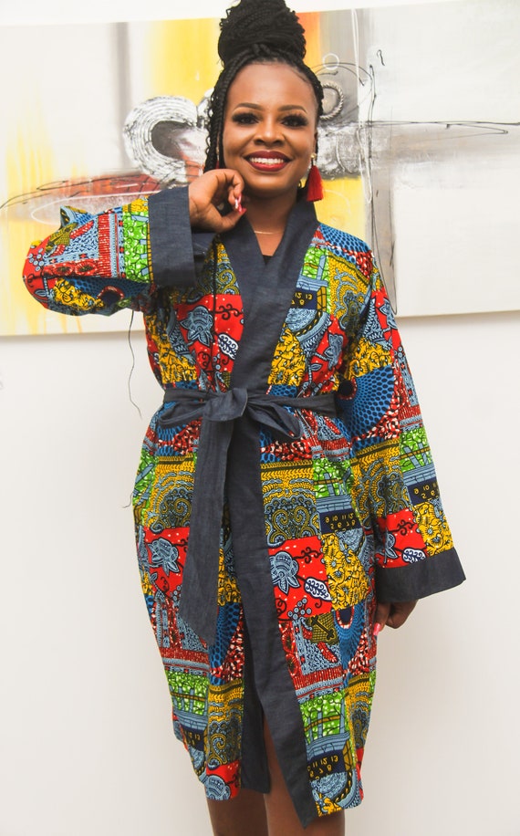 African print store kimono dress