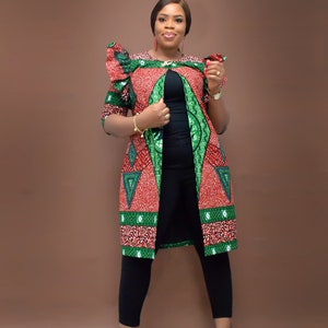 Jaqueta de algodão com estampa africana: Poncho Ankara, Moda Outono/Inverno
