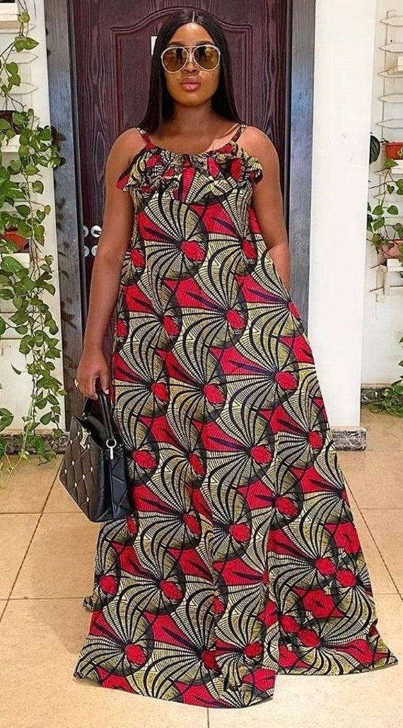 African Print Maxi Flared Dress