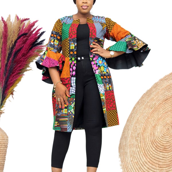 Kimono estampado africano/ Chaqueta Patchwork Nadia Ankara/ Moda sostenible/ Moda primavera verano
