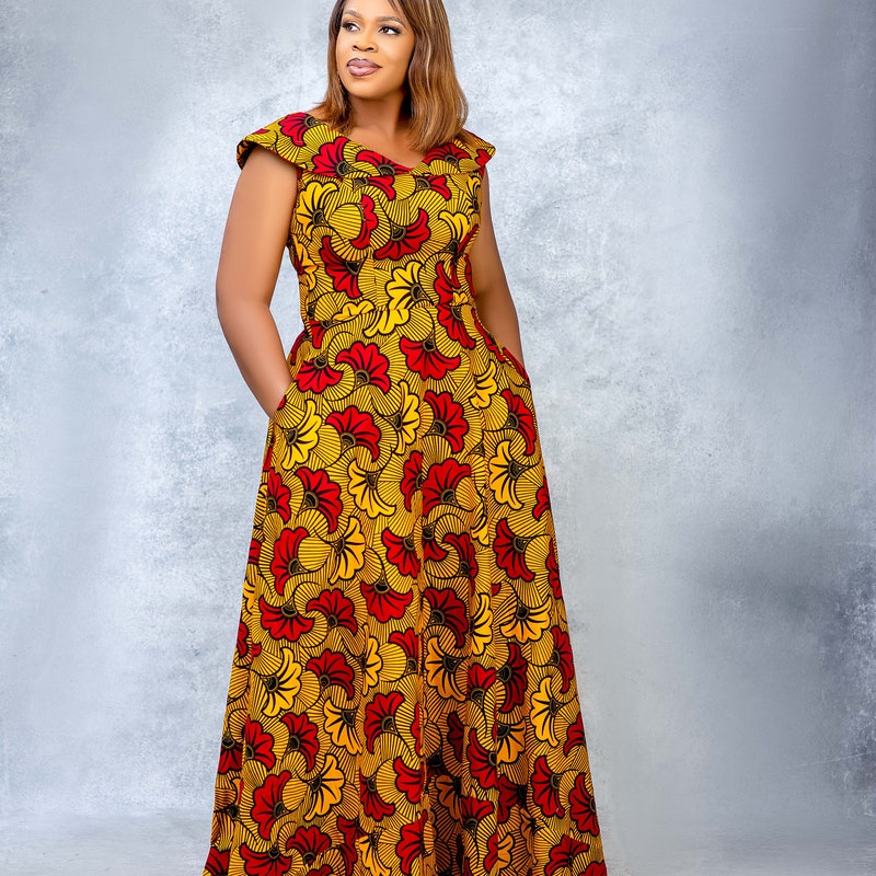 African Plus Size Printed Long Maxi Dress