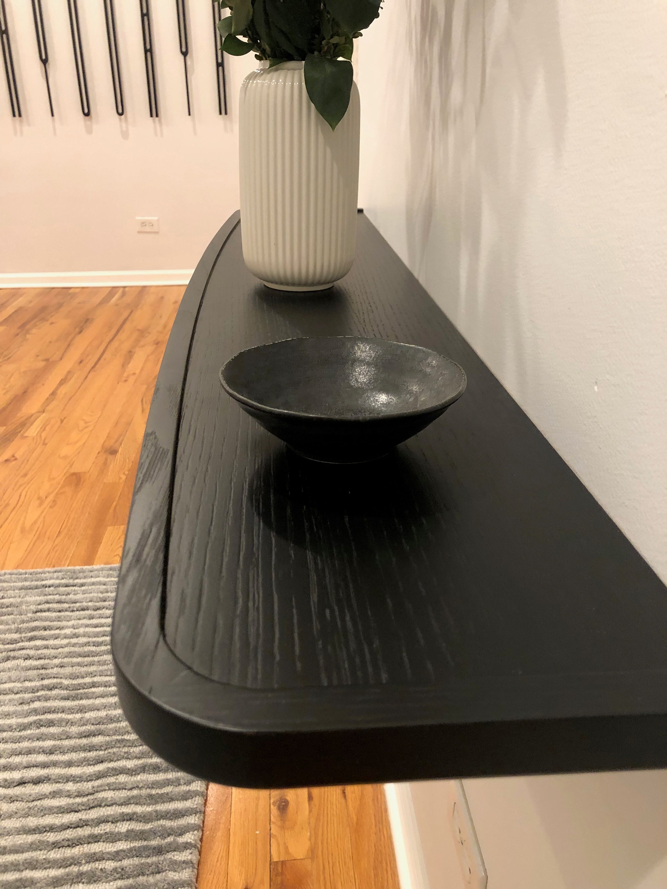 Floating curved entry way console / floating table / floating Etsy