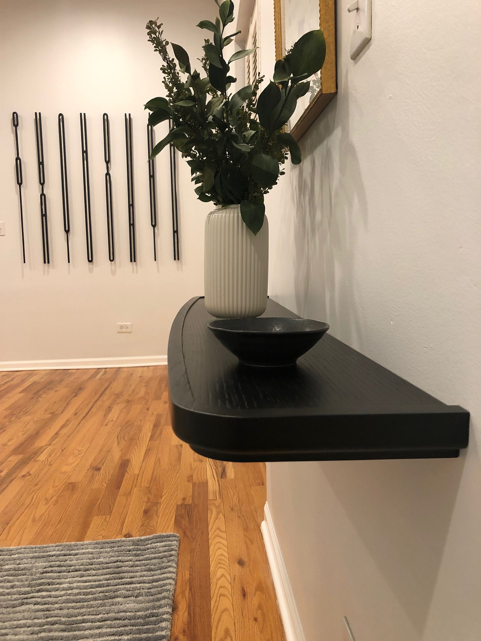 Floating curved entry way console / floating table / floating Etsy