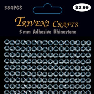 3 Sheets - Clear 5mm Adhesive Rhinestone Dot Sticker