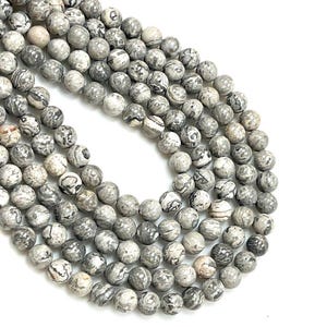 Sedona Grey Jasper Natural Gemstone Round Shape Beads Strand Beads Size 6mm 8mm Healing Energy Real Gemstone Beads For DIY Jewelry Making